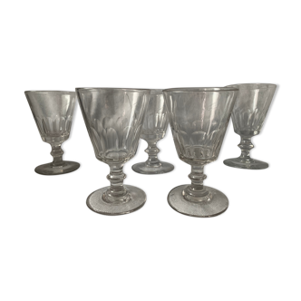Suite of 5 old Baccarat walking glasses in crystal and glass