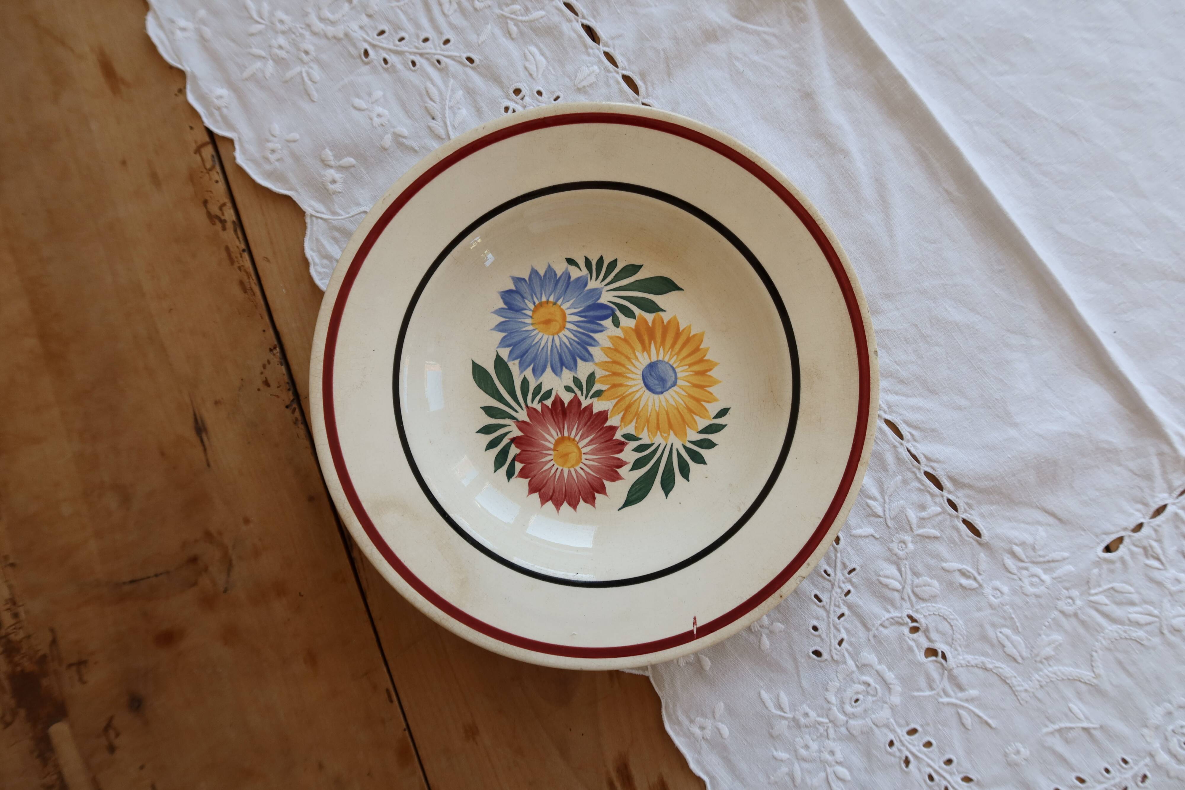 Antique hollow plate made of Creil and Montereau ironstone Veritas