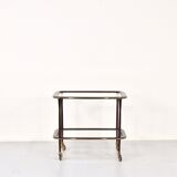 Mahogany brass and glass drinks trolley from italy, circa 1950