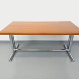 Vintage walnut and chrome metal desk from the 1970s.