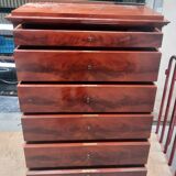 Flamed mahogany chest of drawers with 6 drawers