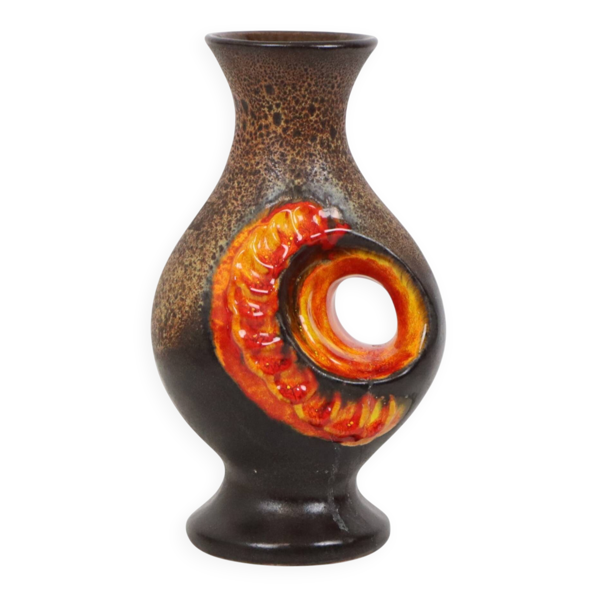 Rare Orange Fat Lava Vase West Germany Walter Gerhards 26cm
