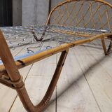 Vintage rattan basket sofa bed - 1950s