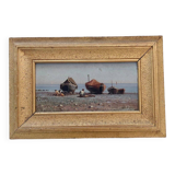 Peinture ancienne sur bois Naples augusto corelli ((rome 1853 - 1918) pêcheurs