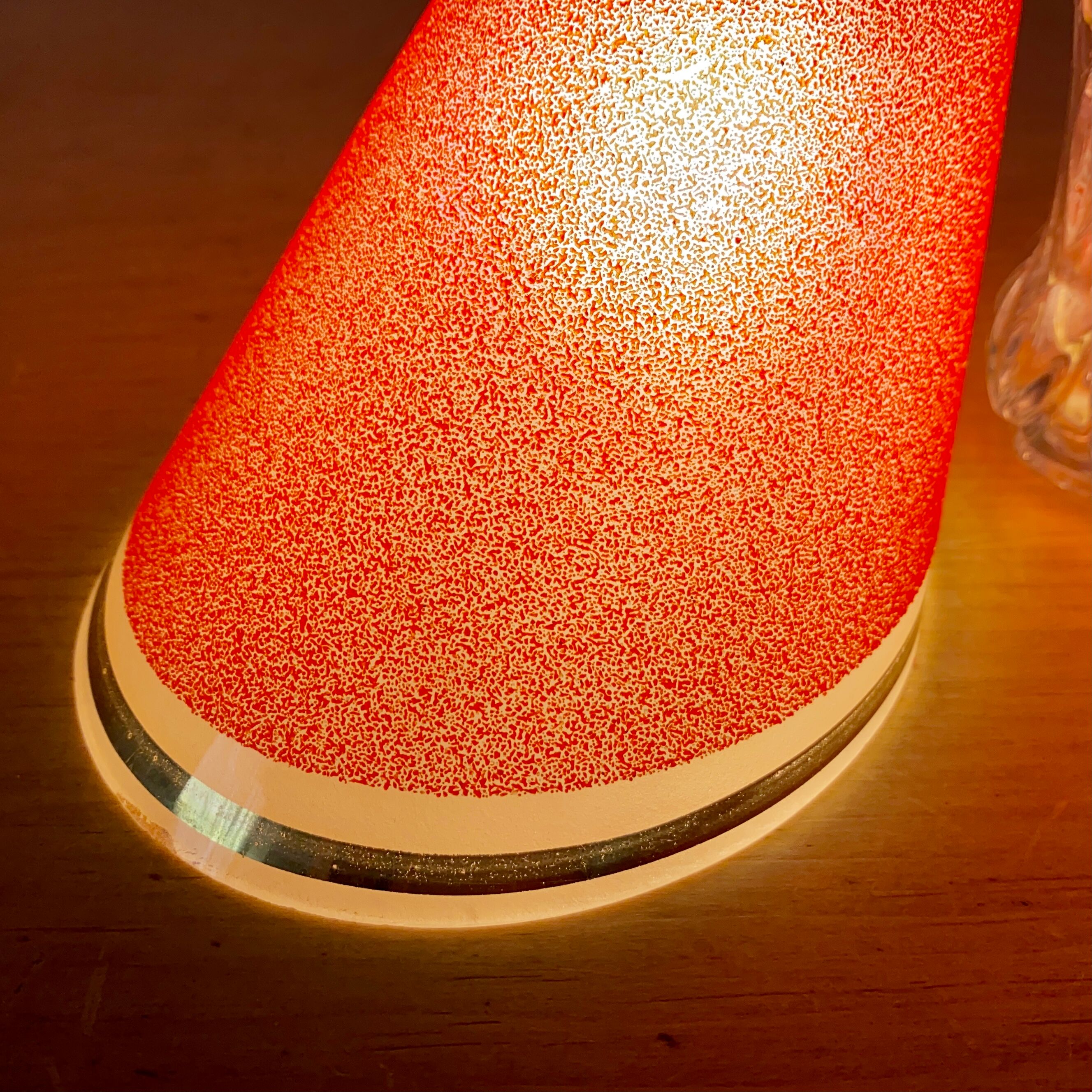 Vintage tulip walker in red sandblasted glass