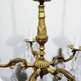 Lustre 5 lumières en bronze et laiton Louis XV