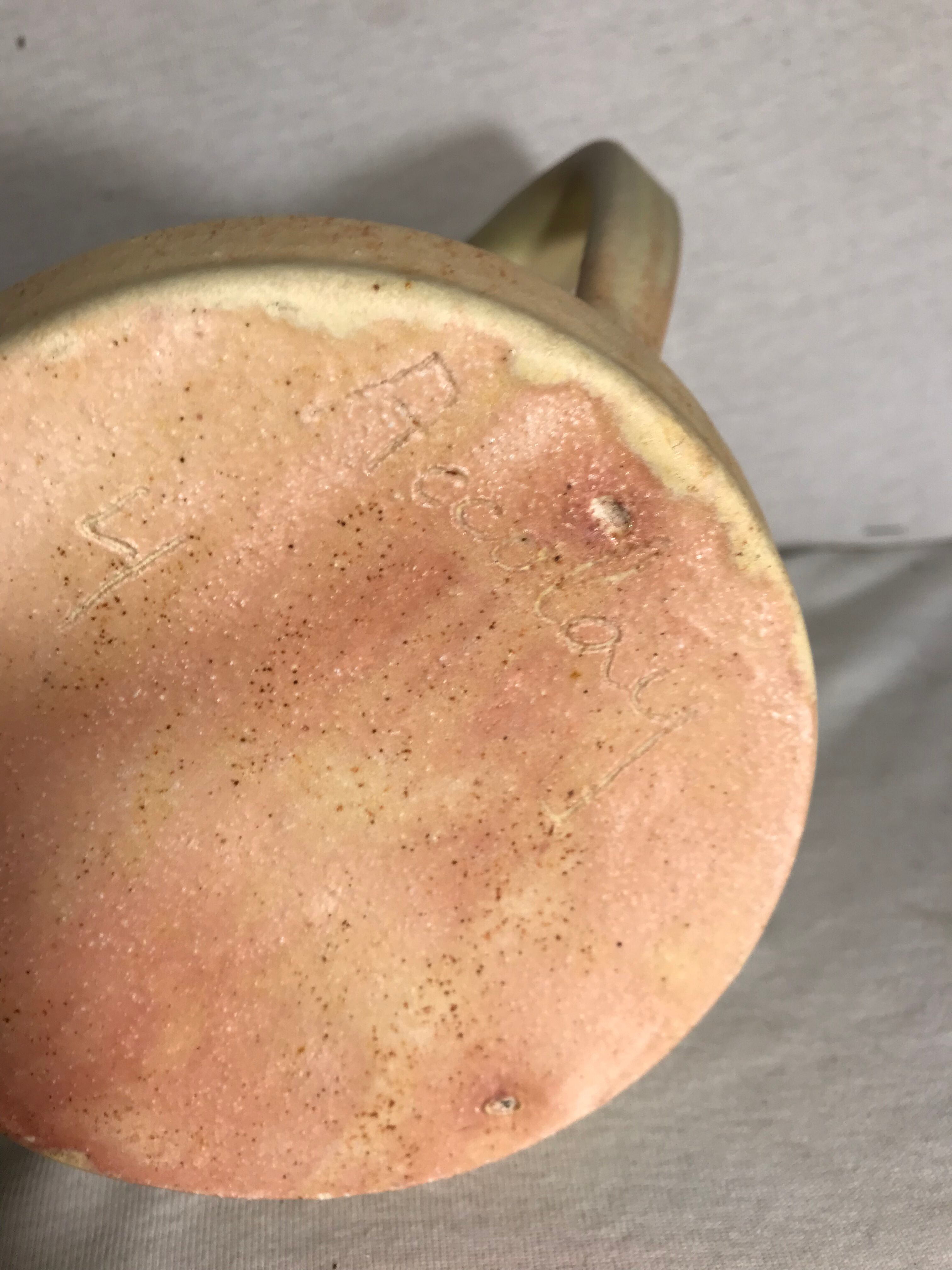 Old Accolay ceramic beige ceramic jug intage