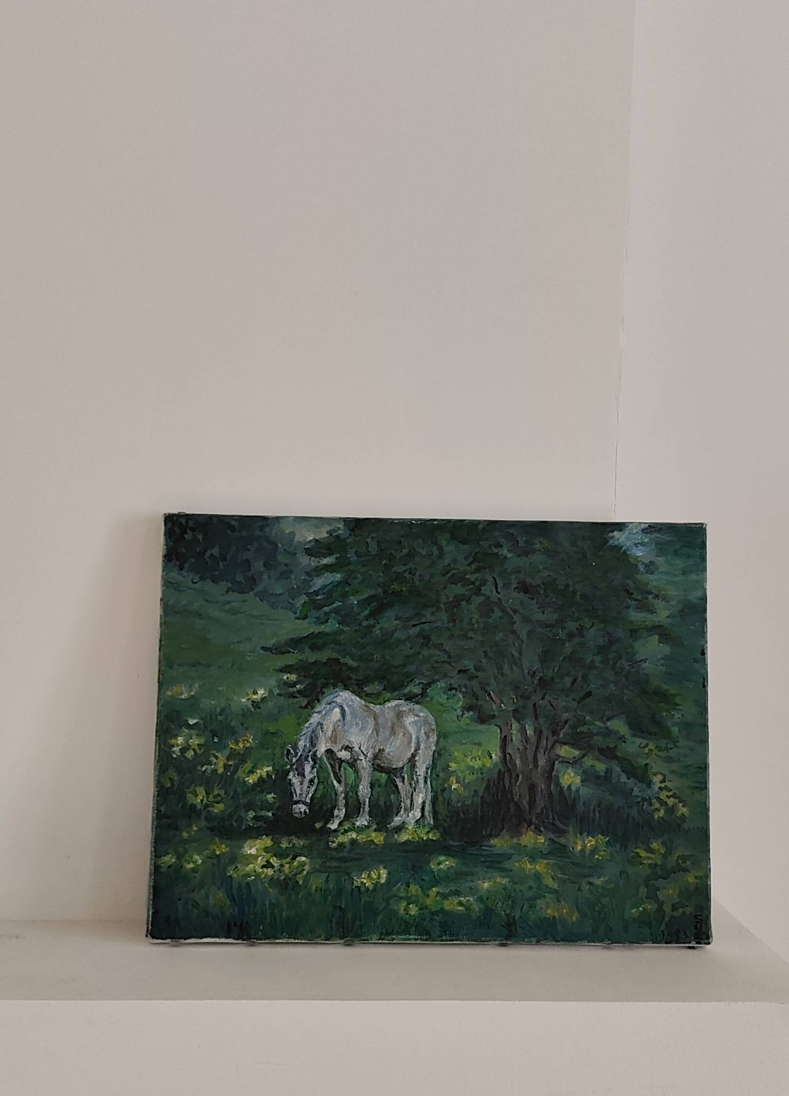Painting of a horse on vintage old canvas