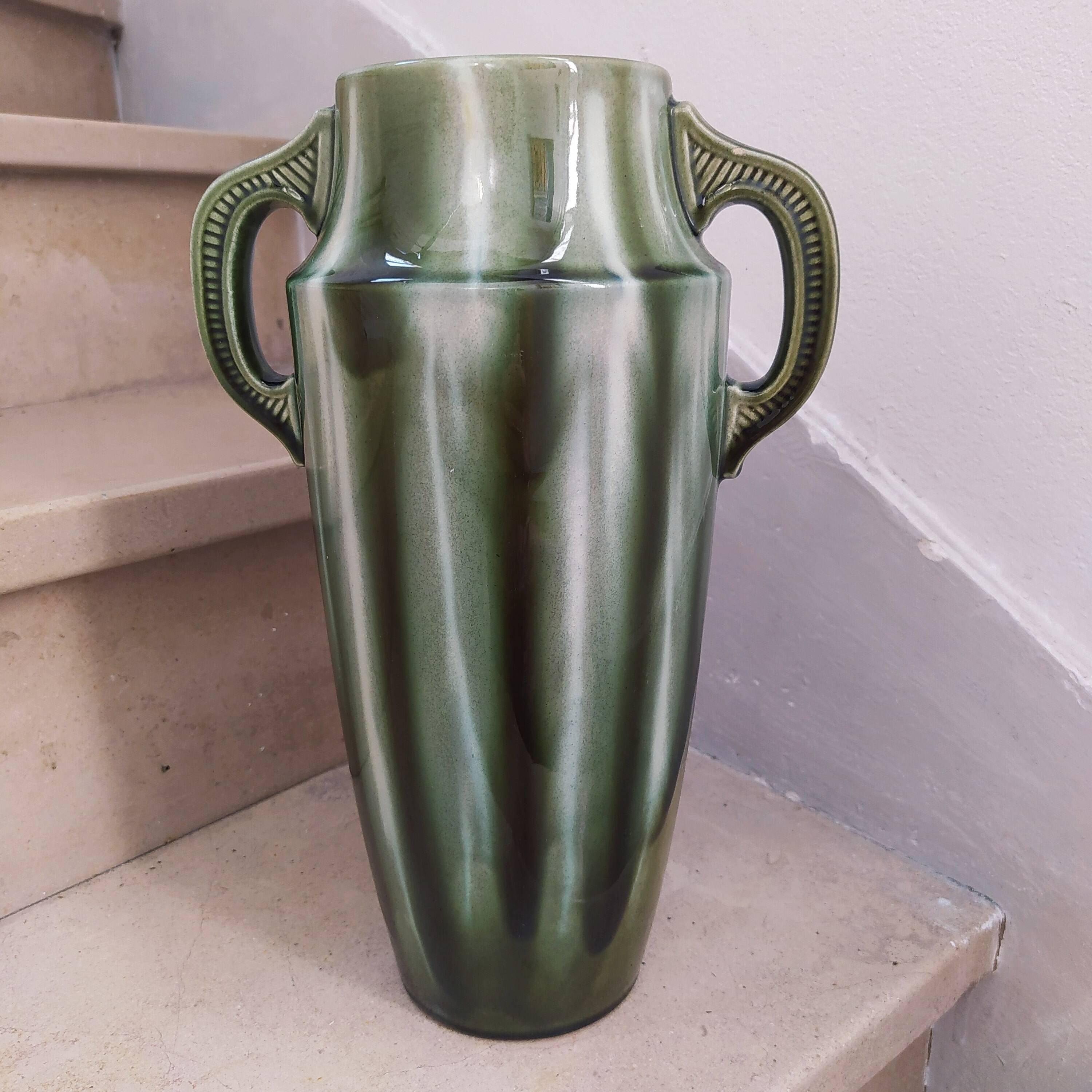 Large enameled ceramic vase 1940 Vierzon ceramic