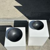 Duo of gray Indonesian ceramic bowls or salad bowls