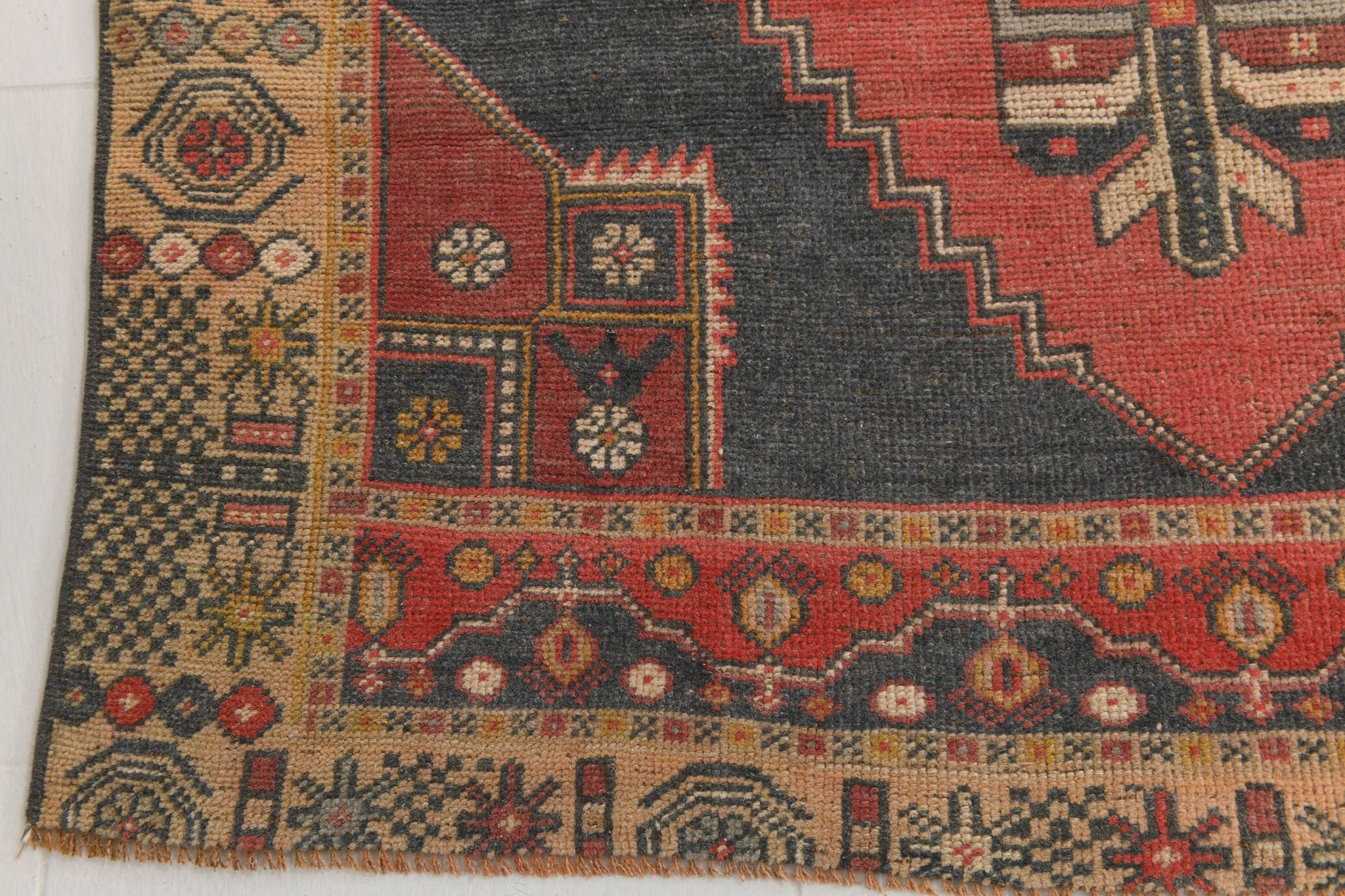 4x7 Navy Blue & Red Vintage Persian Rug, 136x224Cm