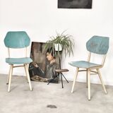 Set of 2 Czechoslovak chairs TON Bystrice Thonet White and Blue