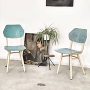 Set of 2 Czechoslovak chairs TON Bystrice Thonet White and Blue