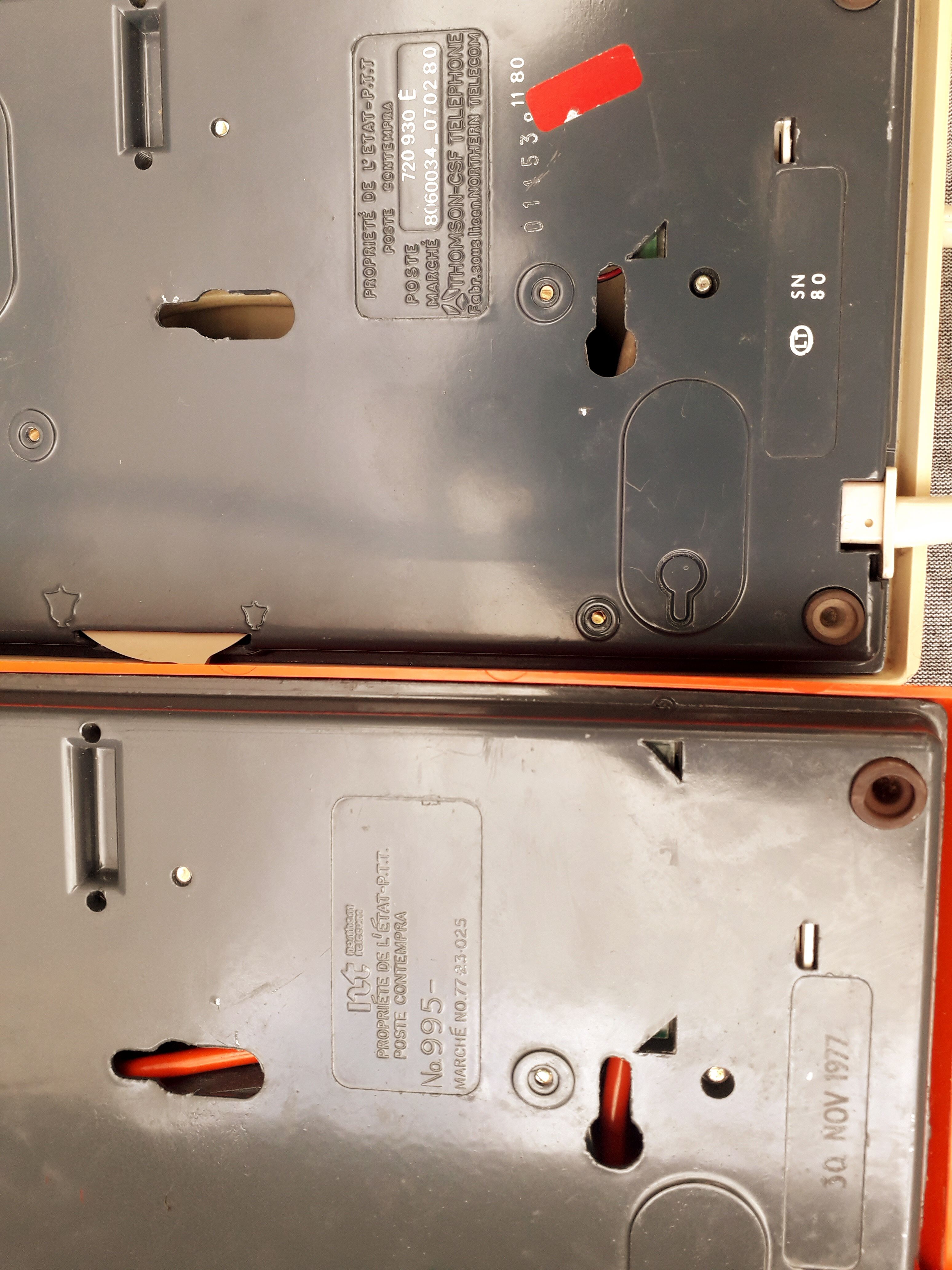 Contempra orange and ivory vintage phones