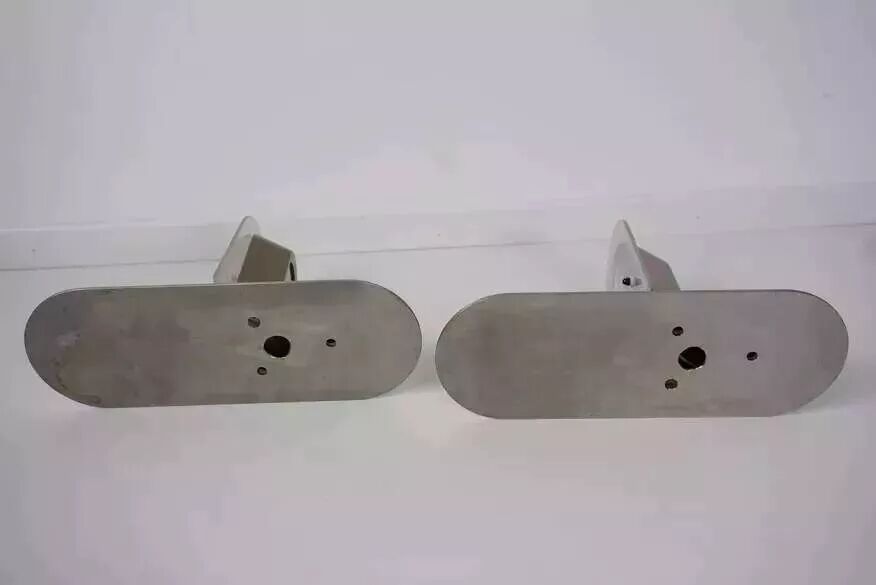 Pair of stainless steel and glass wall lights