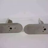 Pair of stainless steel and glass wall lights