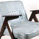 Grey-Blue Chequered Bunny Armchair by Józef Chierowski, 1970s