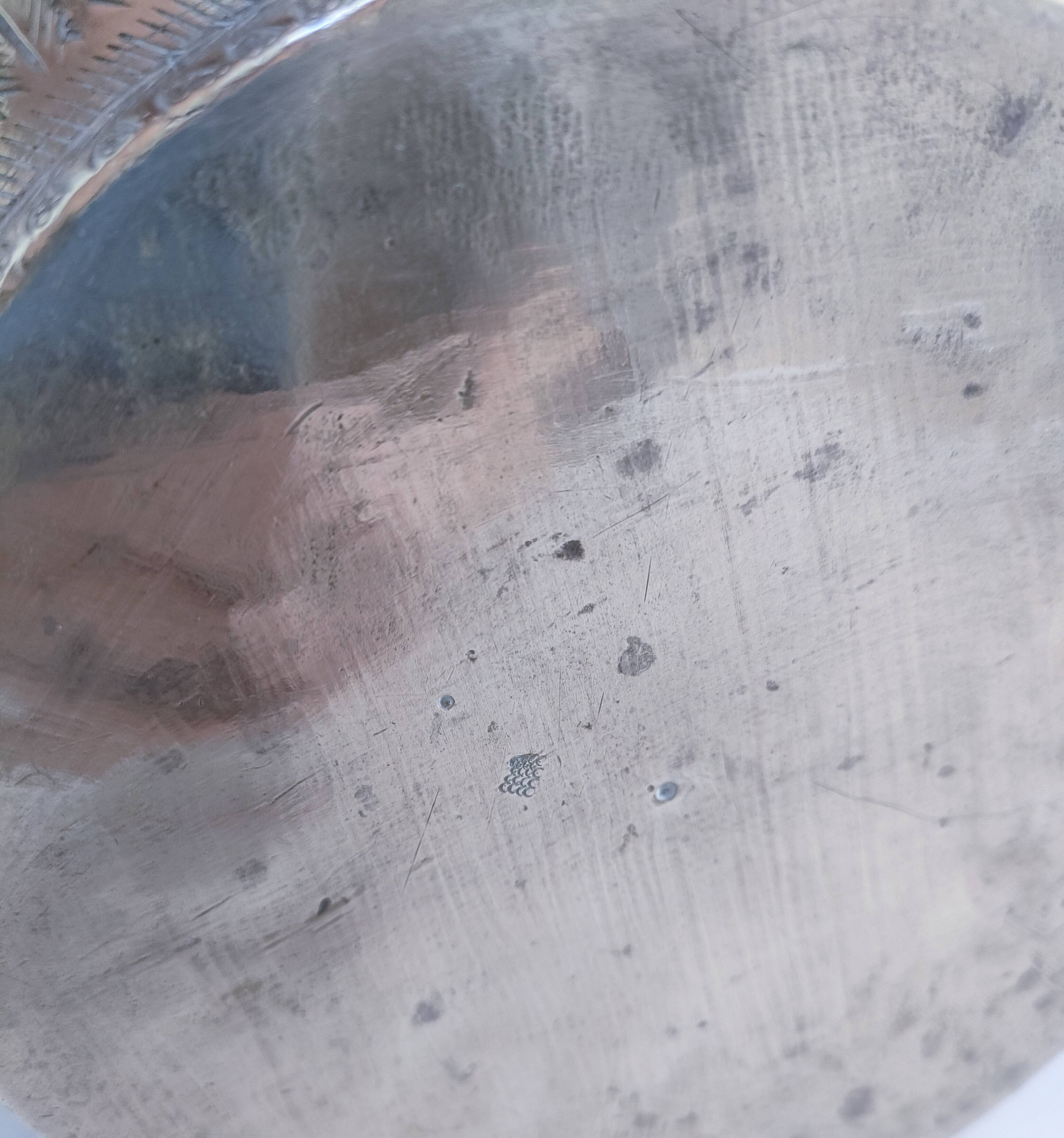 Solid brass pot cover engraved decor animal plant characters