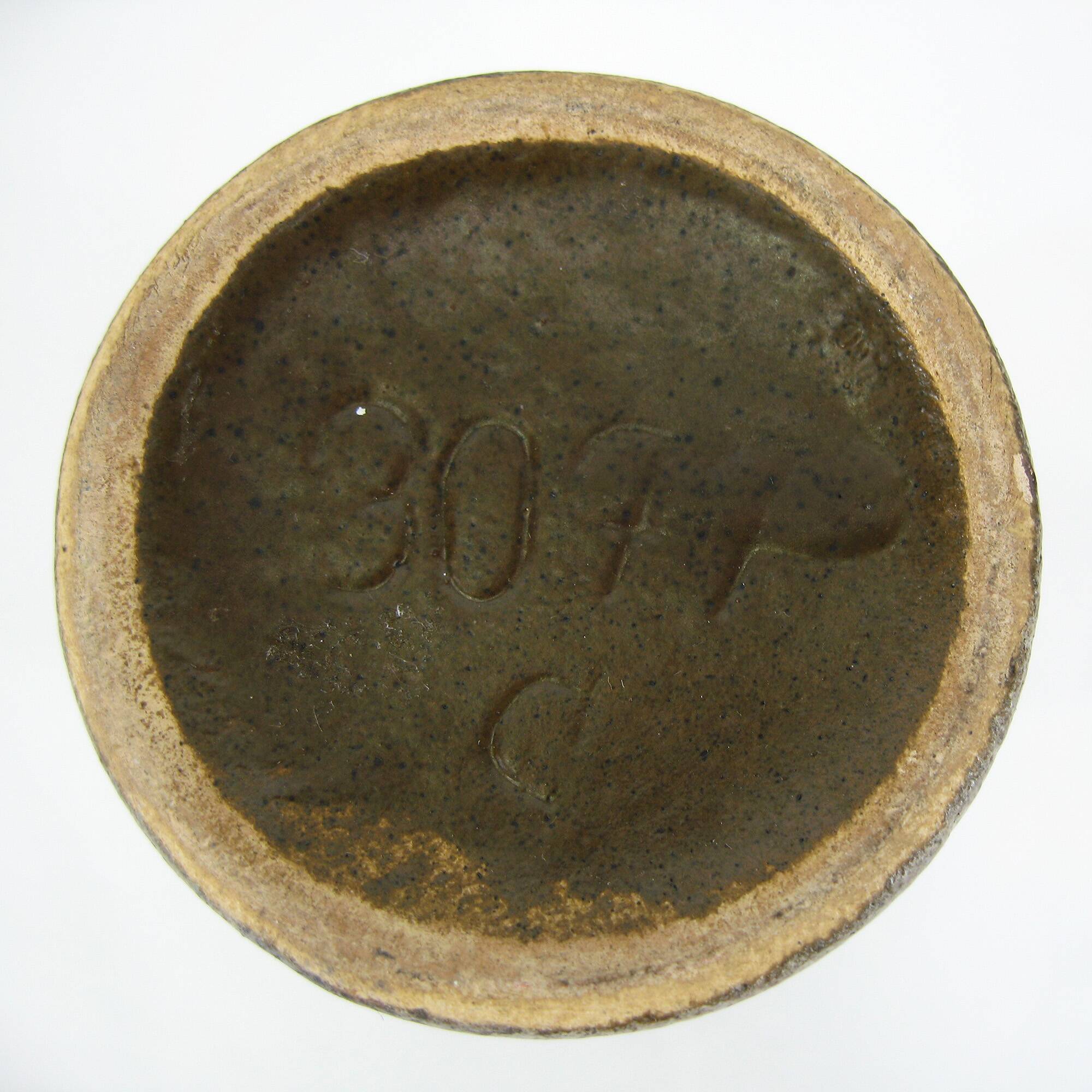 Small brown and beige ceramic vase - VEB Haldensleben - vintage 60s