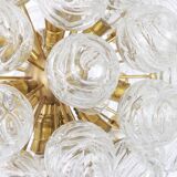 Spectacular Sputnik suspension with glass snowballs, Doria, Germany, 1970s.