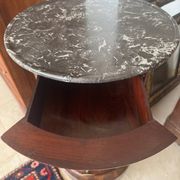 Rare Somno with drawer, Empire period Cuban mahogany and superb grooved marble.