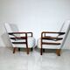 Pair of art deco armchairs, walnut, hungary - new upholstery