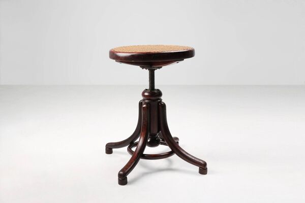 Tabouret de piano autrichien en hêtre et bois courbé par Michael Thonet pour Thonet, 18
