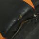 Round Vintage Pouf Orange Black Leatherette 1960s