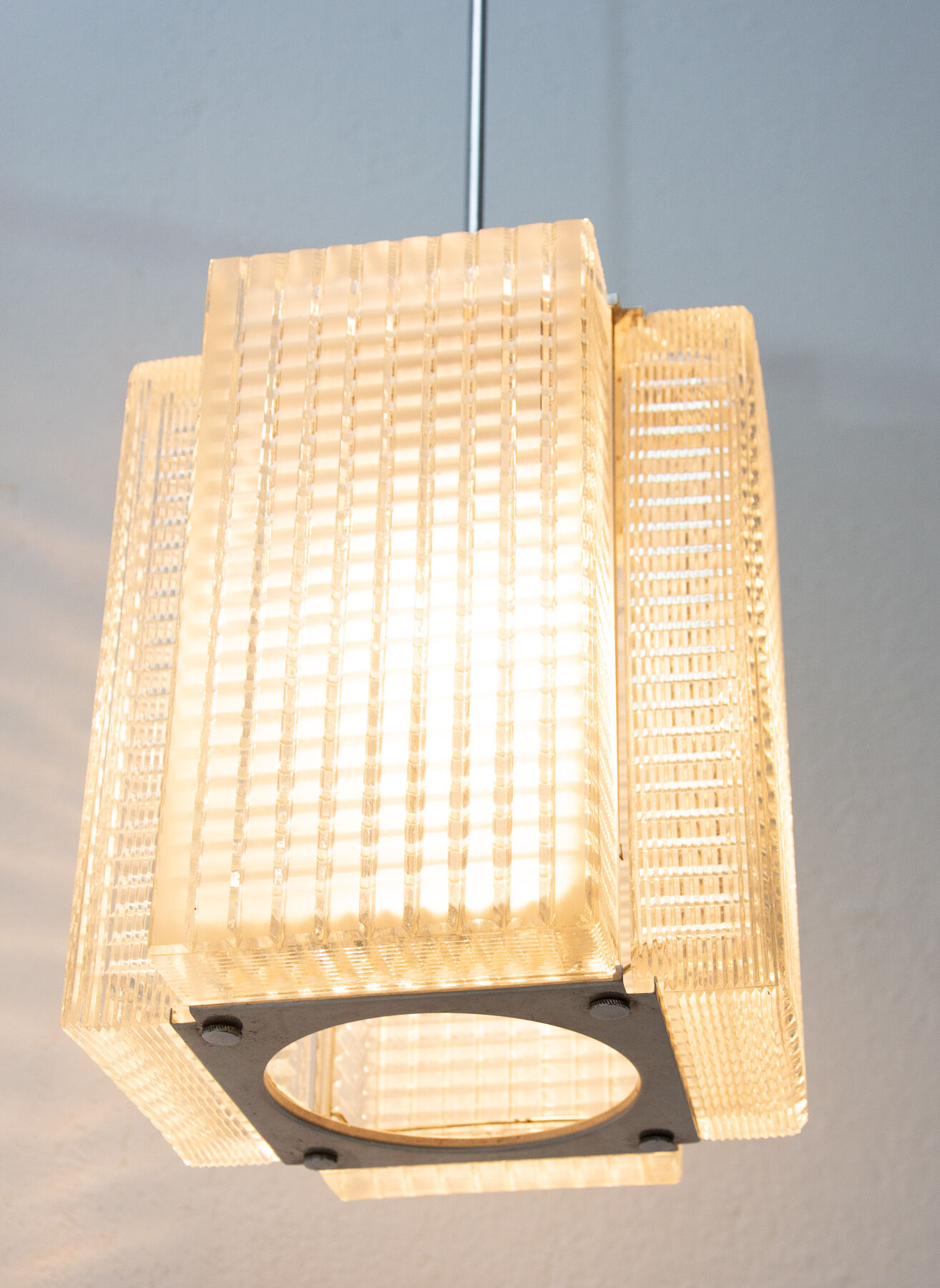 Paire de suspensions en verre pressé pour Napako, années 1970, Tchécoslovaquie