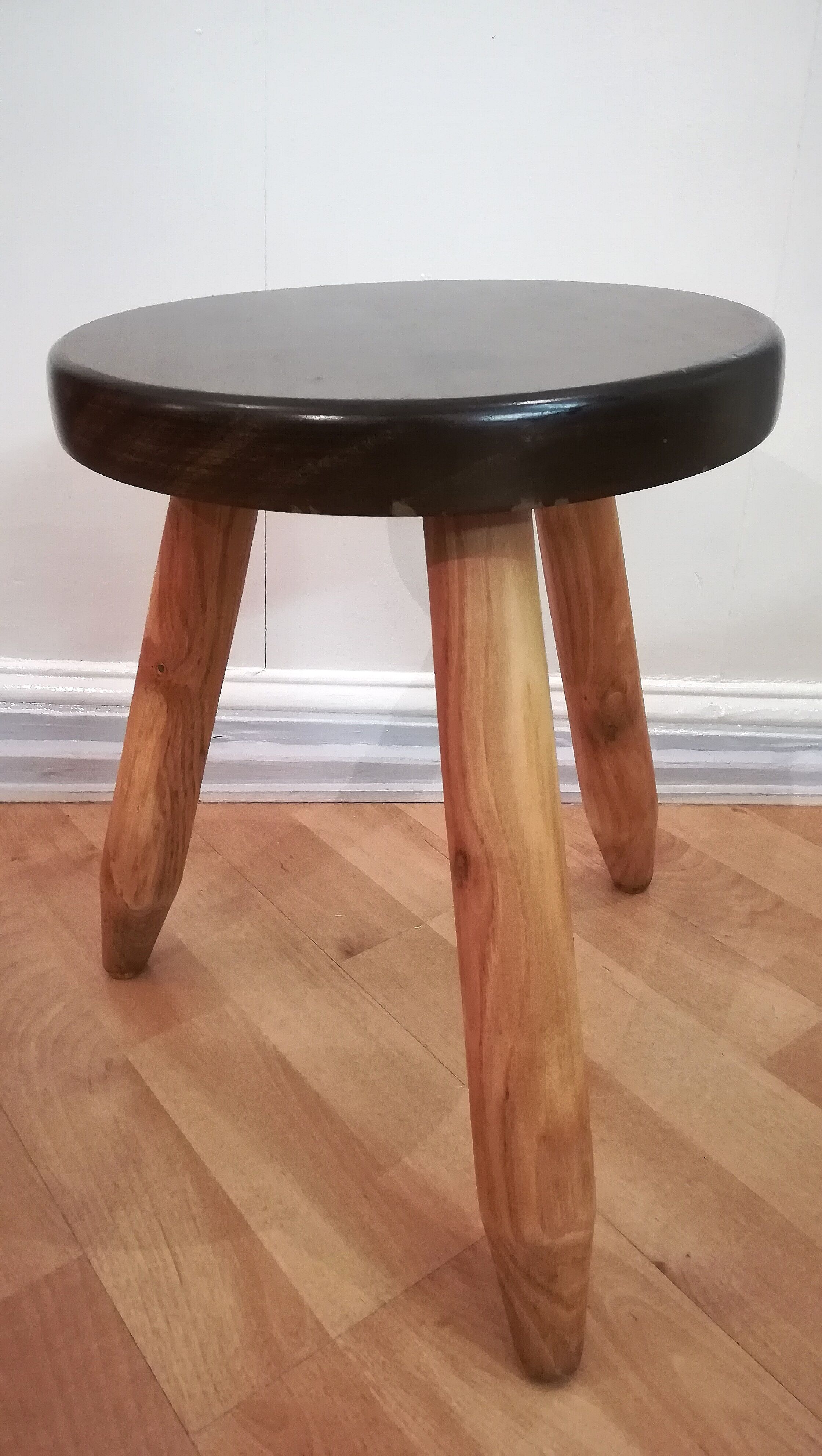 Two tripod stools wooden feet pencils