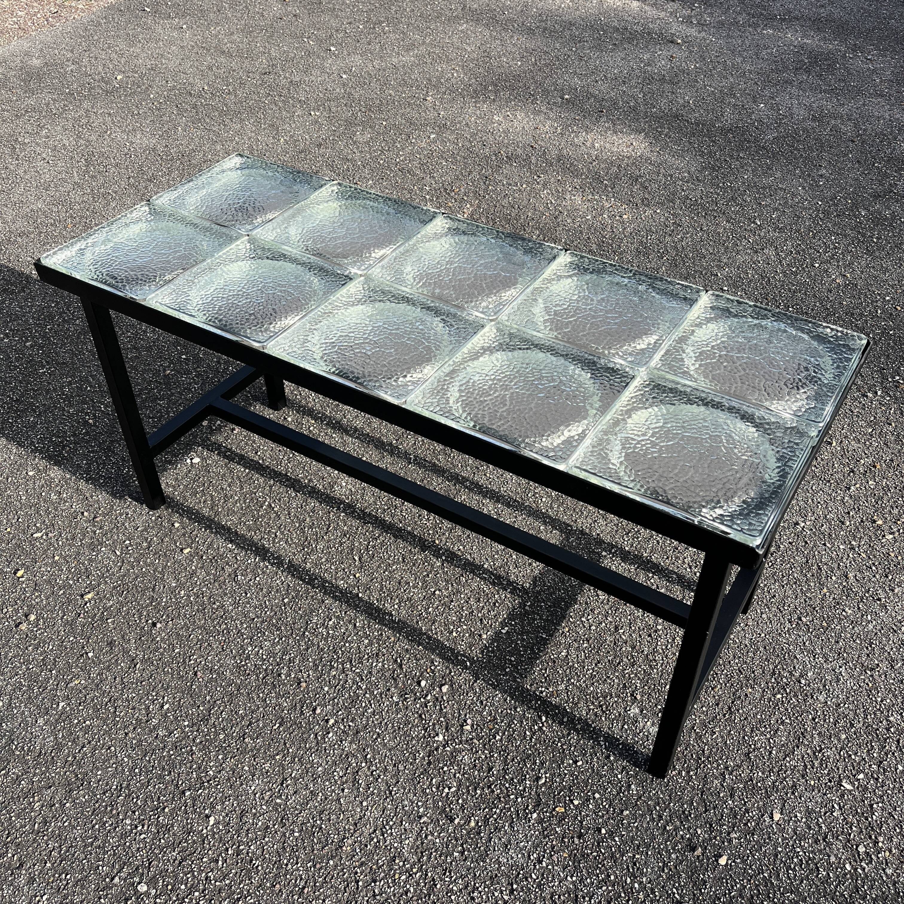 Table basse moderniste carreaux de verre Saint Gobain