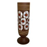 W Germany Round White and Red Matte and Enameled Vase