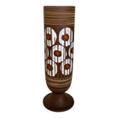 Vase mat et émaillé ronds blancs et rouges W Germany