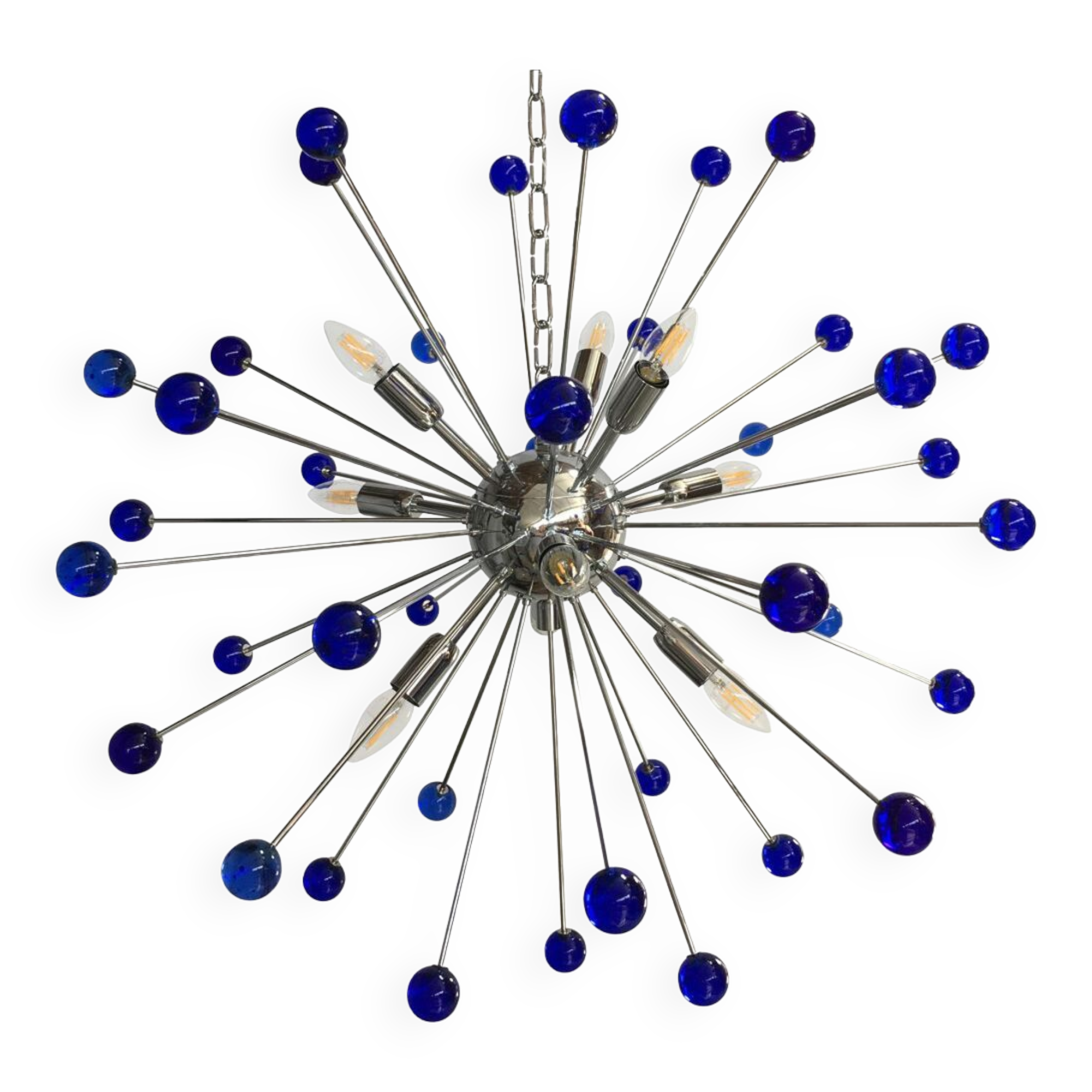 Blue “star” murano glass sputnik chandelier