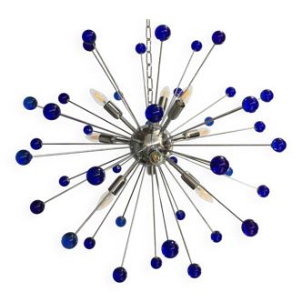 Blue “star” murano glass sputnik chandelier