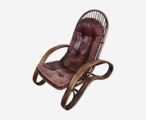 Fauteuil vintage en bambou, années 1960