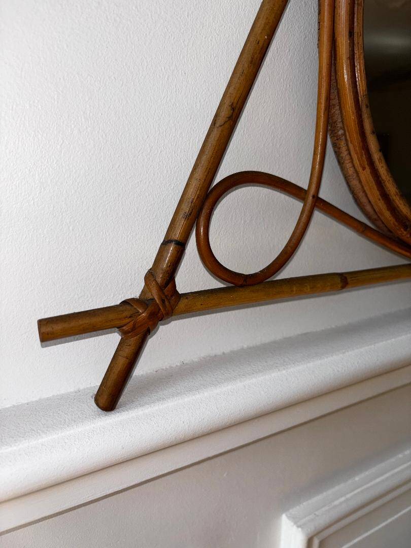Vintage bamboo and rattan mirror – 1950s