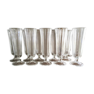 Set of 12 champagne flutes in cut glass