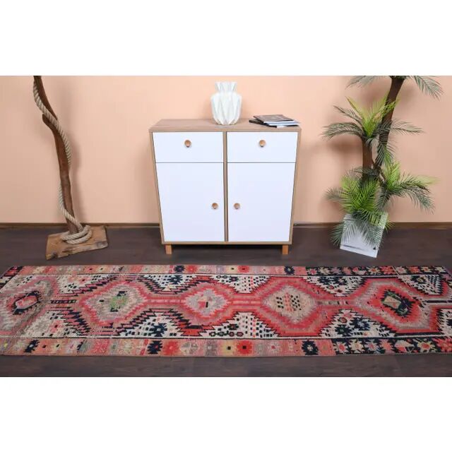 Vintage Turkish Oushak handmade wool runner 81x313