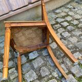 Vintage caned Louis XVI chair in solid gold wood.