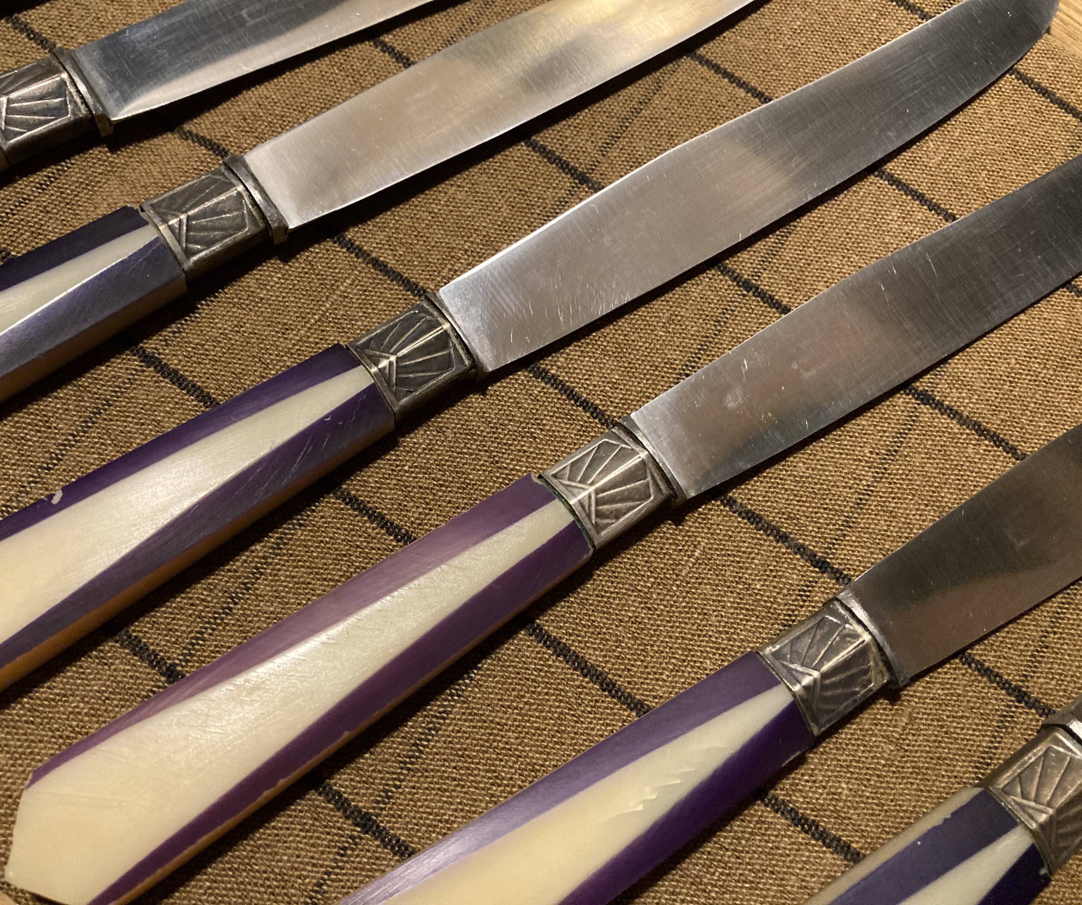 Lot of 10 two-tone art deco knives