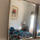 Vintage mirror 1930 triptych beveled barber Art Deco fabric - 28 x 68 cm