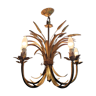 Golden metal chandelier wheat epis 60/70s masca house