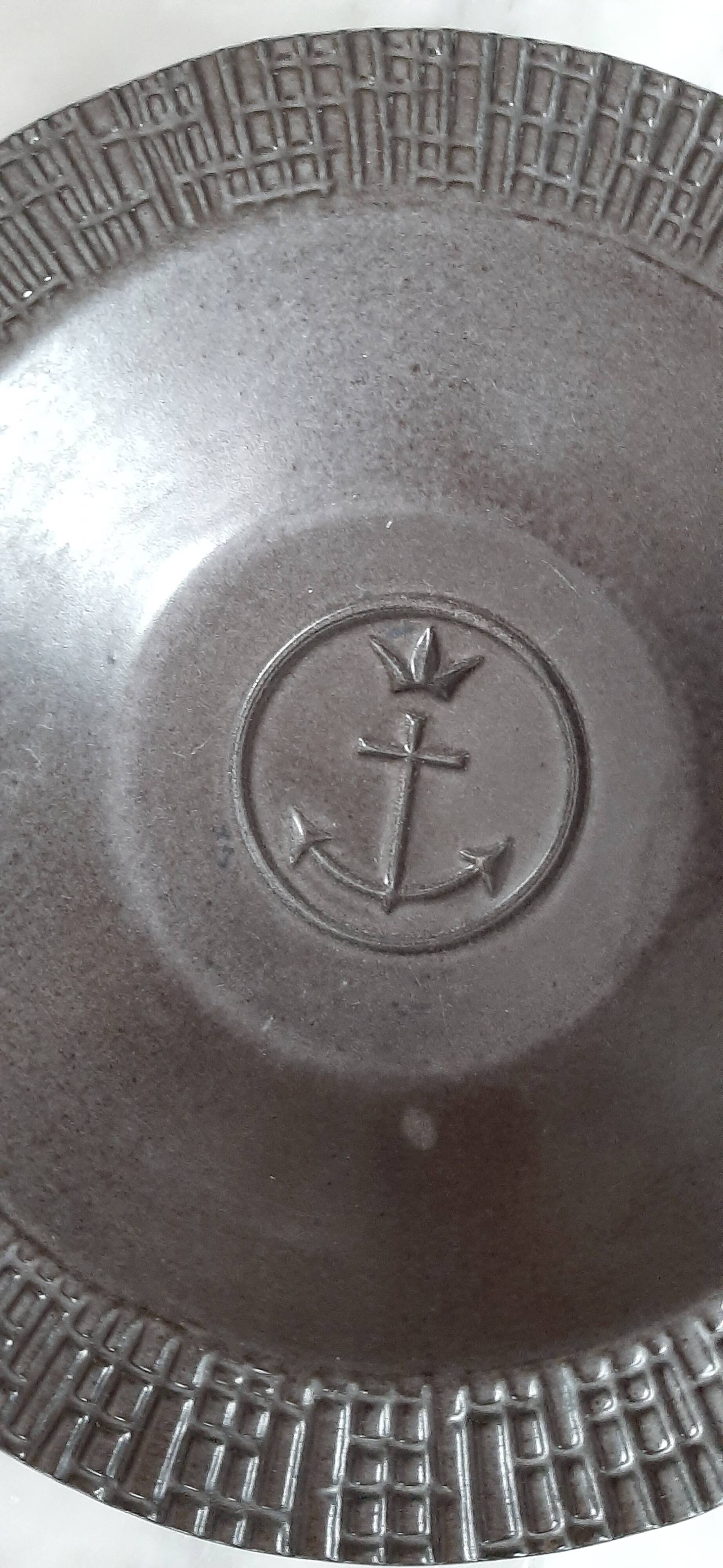 Vintage ceramic - "Granite" series Upsala-Ekeby 1959 - Gray bowl with relief decoration