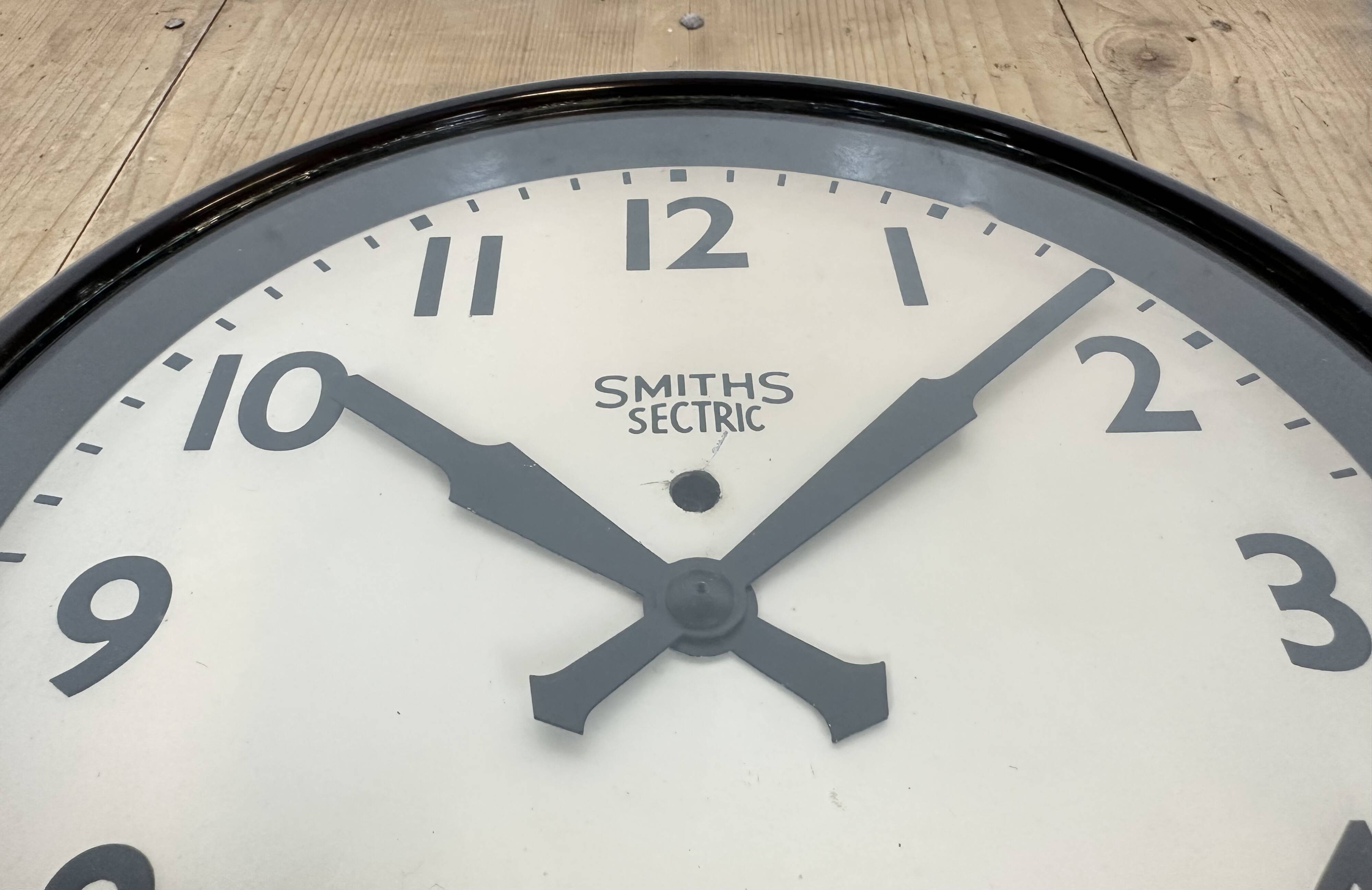 Vintage brown bakelite electric wall clock from smiths sectric, 1950s