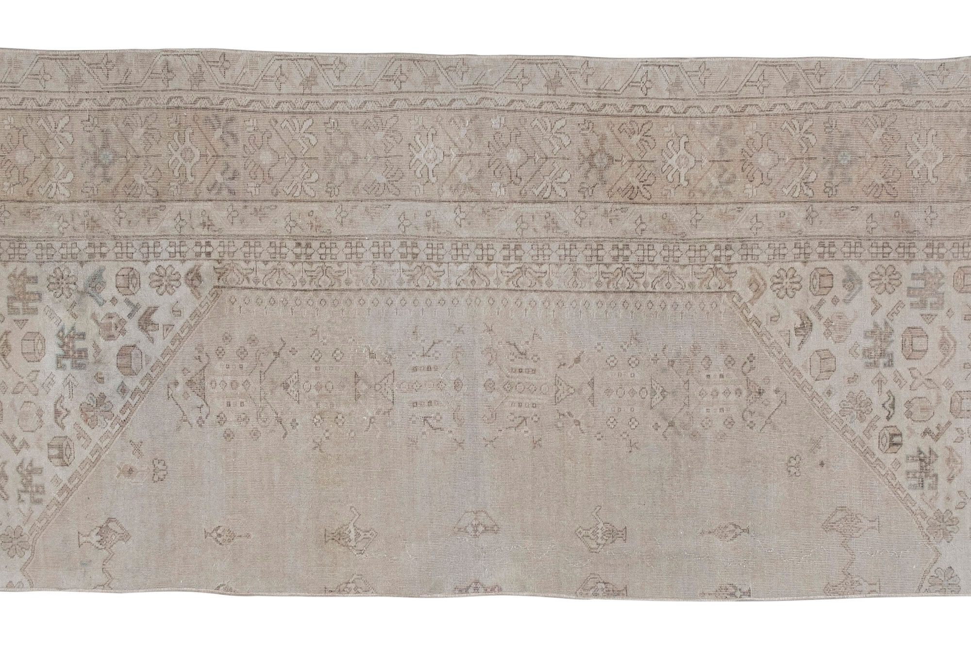 Distressed turkish oushak rug runner 100 x 285 cm