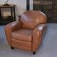 Ensemble 2 fauteuils club en simili cuir camel 1980’s