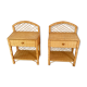 Pair of vintage wicker and rattan bedside tables