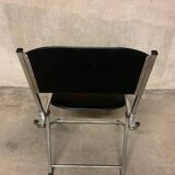 Eyrel folding chairs in chrome metal and imitation leather from the 70s