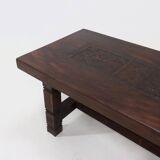 Antique Handcarved Solid Tropical Wooden Dining Table 1920s